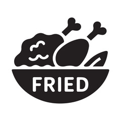 Vector Fried Chicken Icon with Black Silhouette Style