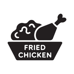 White Background Featuring Black Fried Chicken Icon Vector 3
