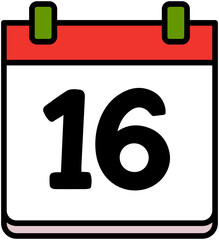 Cute Calendar Date sixteenth 16th
