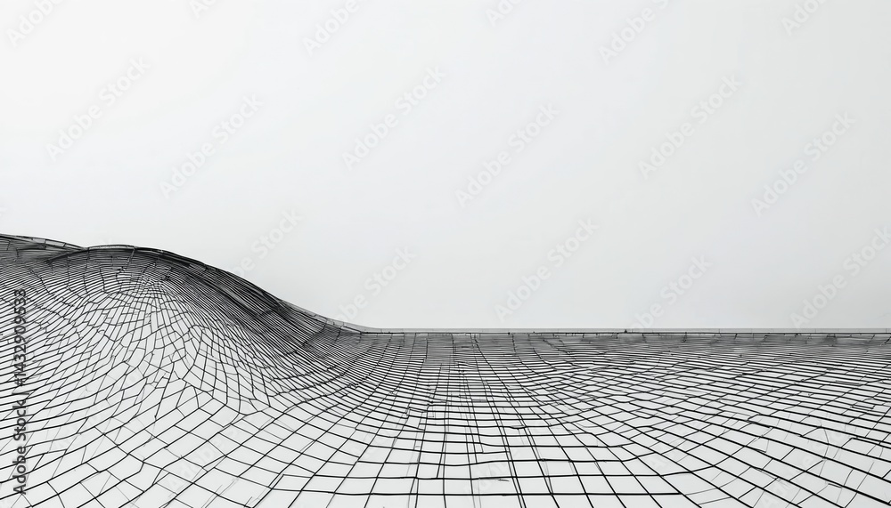 Poster dynamic wave simulation digital landscape 3d visualization abstract environment wide-angle perspecti