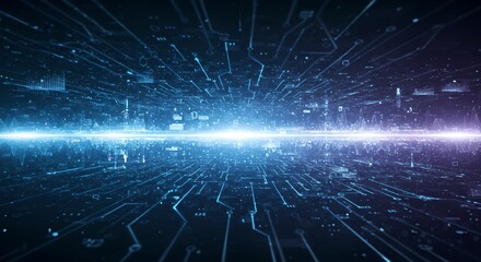 中央光源を持つ抽象的なデジタル回路基板