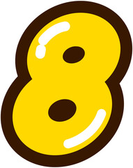 Italic Styled Yellow Flat Numbers 8  

