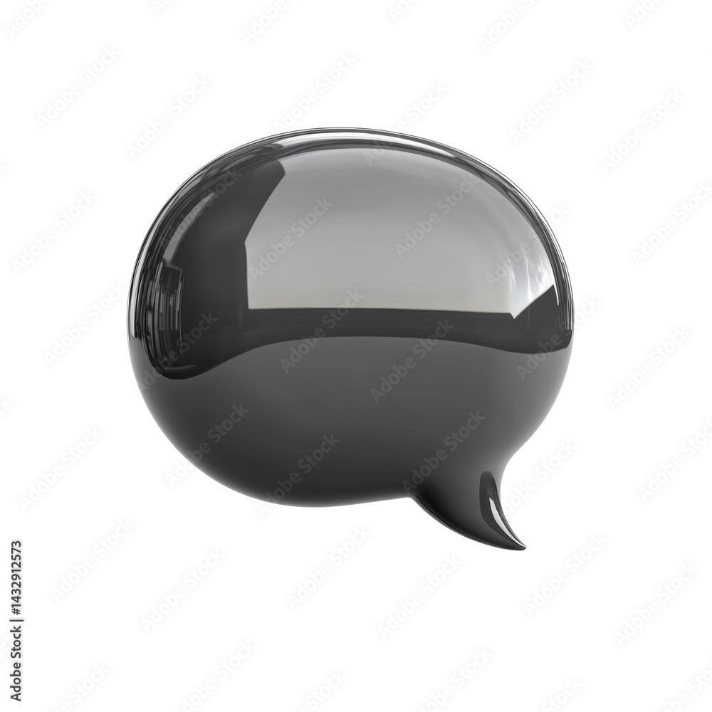 Poster Sleek communication bubble with refined metallic texture on isolated transparency