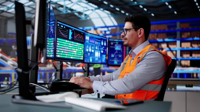 Hispanic Man Working At Computer