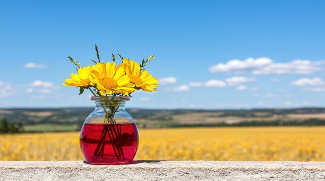 A premium tea set against a golden prairie, freedom business theme, ad-ready