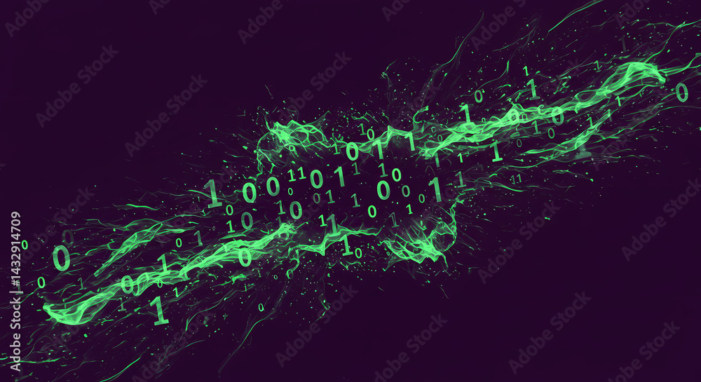 Poster Abstract Digital Data Stream Binary Code Flowing Through a Digital Universe