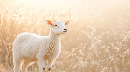 Obraz premium Majestic White Goat Standing on White Background for Animal Lovers and Agriculture Industry