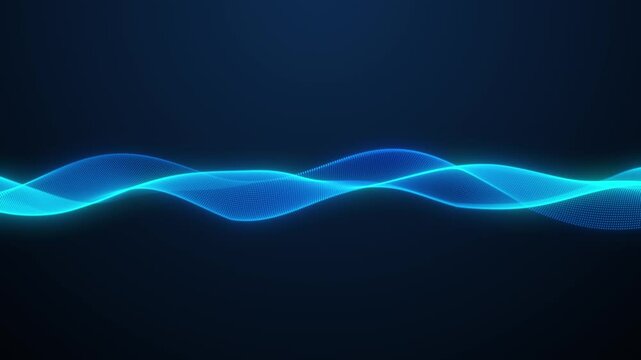 Abstract digital dynamic particle wawes. Screensaver video animation. Light abstract background particle waves. 4k video. Seamless looping animation