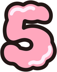 Cute Pink Cloud Bubble Number 5
