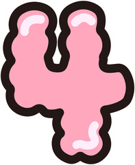 Cute Pink Cloud Bubble Number 4
