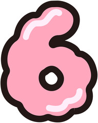 Cute Pink Cloud Bubble Number 6
