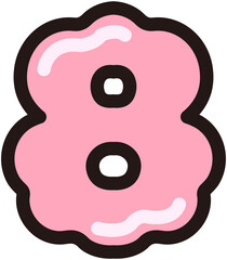 Cute Pink Cloud Bubble Number 8
