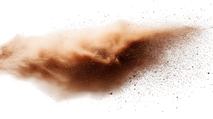 Dust devil whirlwind of sand and debris, isolated on white background