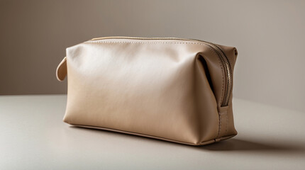 chic beige leather pencil case pouch under sunlit marble floor premium writing tool functional stylish office accessory durable desk storage 3d premium stock photo image