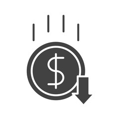 Obraz premium Currency Down icon vector image. Suitable for mobile apps, web apps and print media.