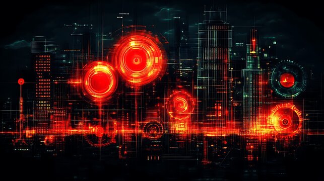 Futuristic Cityscape Night Vision