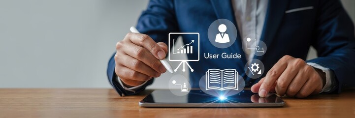 Naklejka premium Interactive digital presentation of user guide