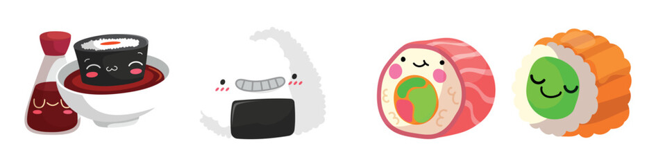 Set Sushi Icons Cute