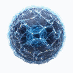 Abstract Blue Network Sphere, Global Connection, Digital Data Visualization