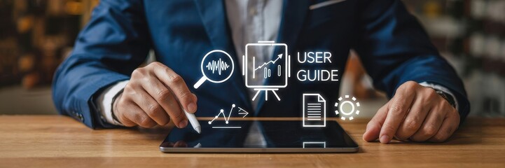 Person using digital tablet for user guide development