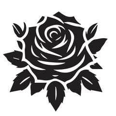 "Vector Set of Black Rose Silhouettes – Floral Graphic Elements for Tattoo, Gothic, and Romantic Design"