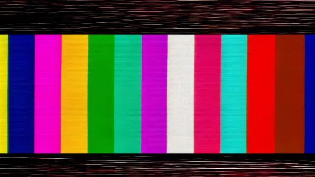 Colorful Vertical Bars Test Card with Static Noise