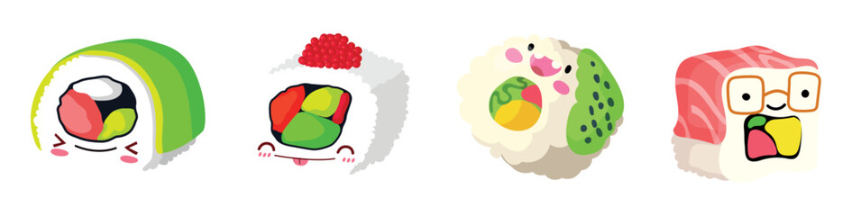 Set Sushi Icons Cute