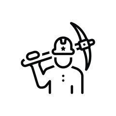 Black line icon for worker