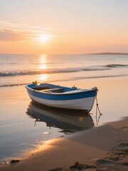 Fototapeta premium boat at sunset