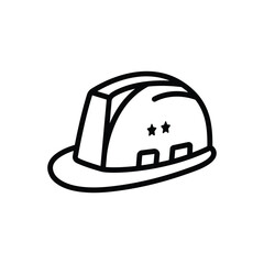 Black line icon for construction hat