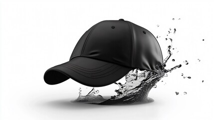 Fototapeta premium Stylish Black Baseball Cap Hat Mockup on White Background
