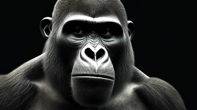 Close-up Gorilla Portrait on Black Background