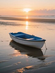 Fototapeta premium boat at sunset