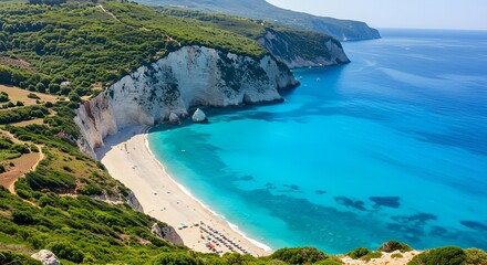 Obraz premium tunning Turquoise Waters and White Cliffs of a Secluded Beach