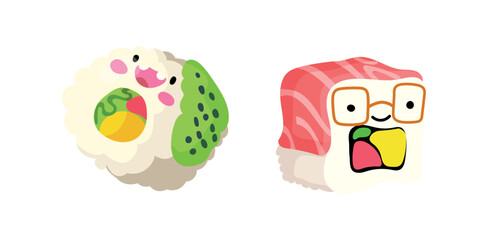 Set Sushi Icons Cute