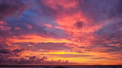 Fiery Beach Sunset Reflection