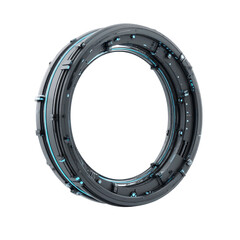 Naklejka premium Futuristic Circular Technology Portal Abstract 3D Render of a Sci-Fi Ring
