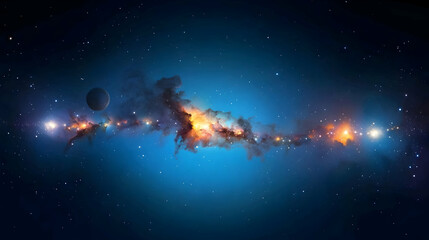 Naklejka premium Colorful Glowing Nebula In Deep Space