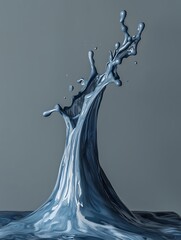 Sculpted liquid motion capturing a dynamic moment in metallic blue hues