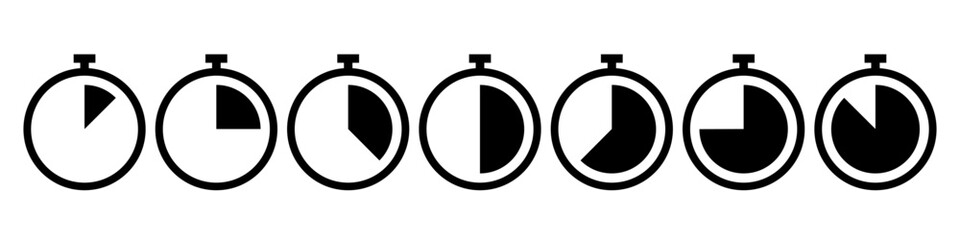 Timer icon set. Timer progress icon.
