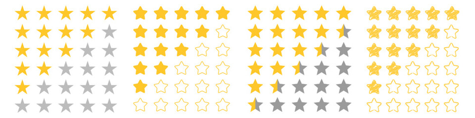 Rating stars icon.  Feedback stars.
