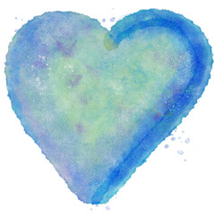 Colorful blue watercolor splash stain love background for textures