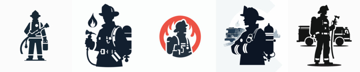 vector of firefighter silhouette.