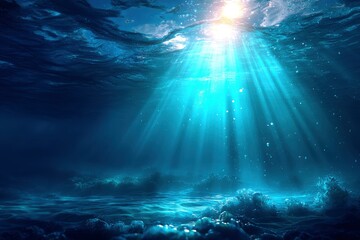 Obraz premium Underwater Sunlight Ocean Scene
