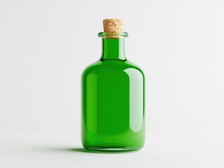 Green glass bottle with cork stopper