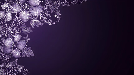 2. Violet purple background with lace-inspired floral patterns on the left side, creating an elegant and sophisticated design for a banner or poster template