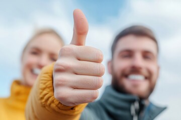 People show thumbs up gesture