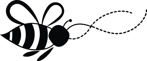 Bee with trail vector icon.animal vector icon 