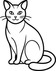Cute cat line art animal vector 