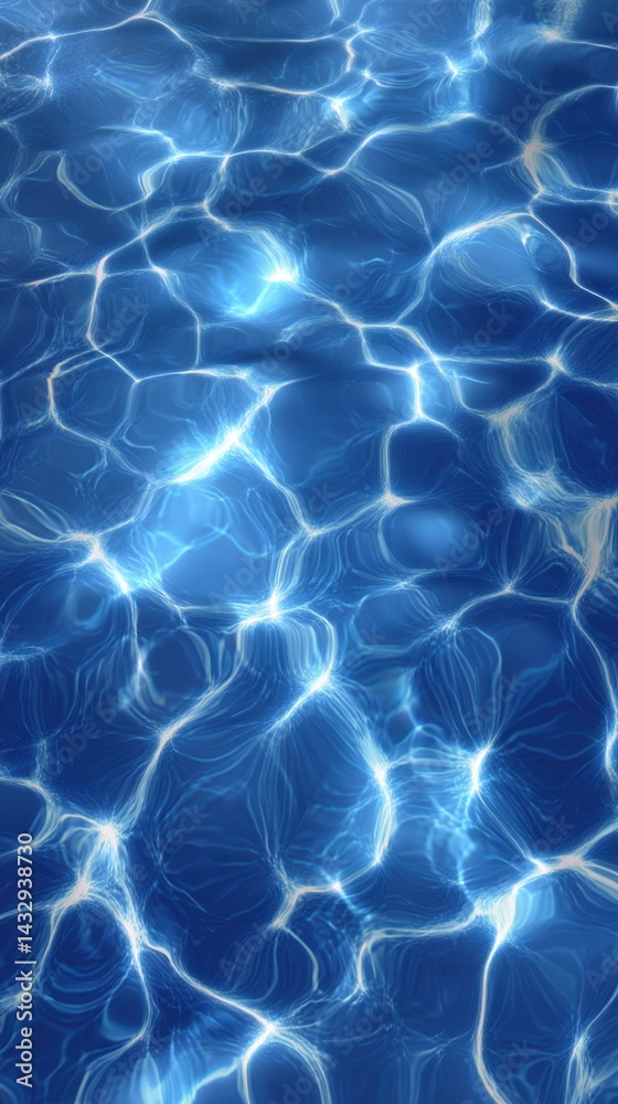 Poster radiant blue water surface shimmering with light creating abstract patterns and textures ideal for b